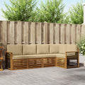 Ecksofa Set mit Kissen 5 pcs Natur und Beige Massivholz Akazie