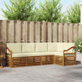 Ecksofa Set mit Kissen 5 pcs Natur und Creme Massivholz Akazie