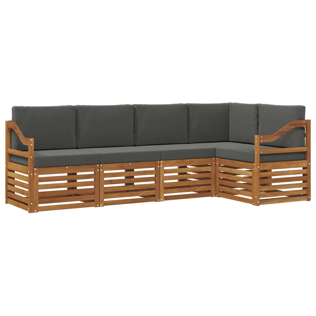 Ecksofa Set 5 pcs Natur und Anthrazit Massivholz Akazie
