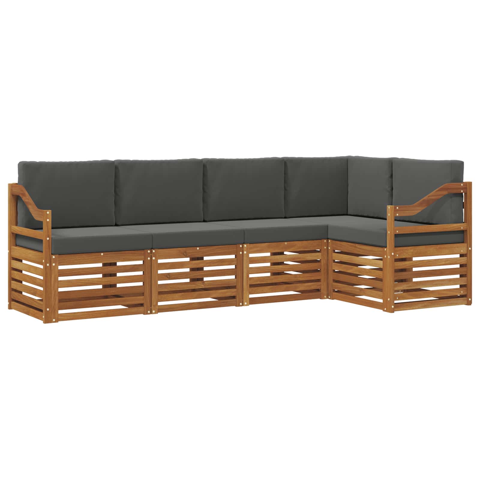 Ecksofa Set 5 pcs Natur und Anthrazit Massivholz Akazie