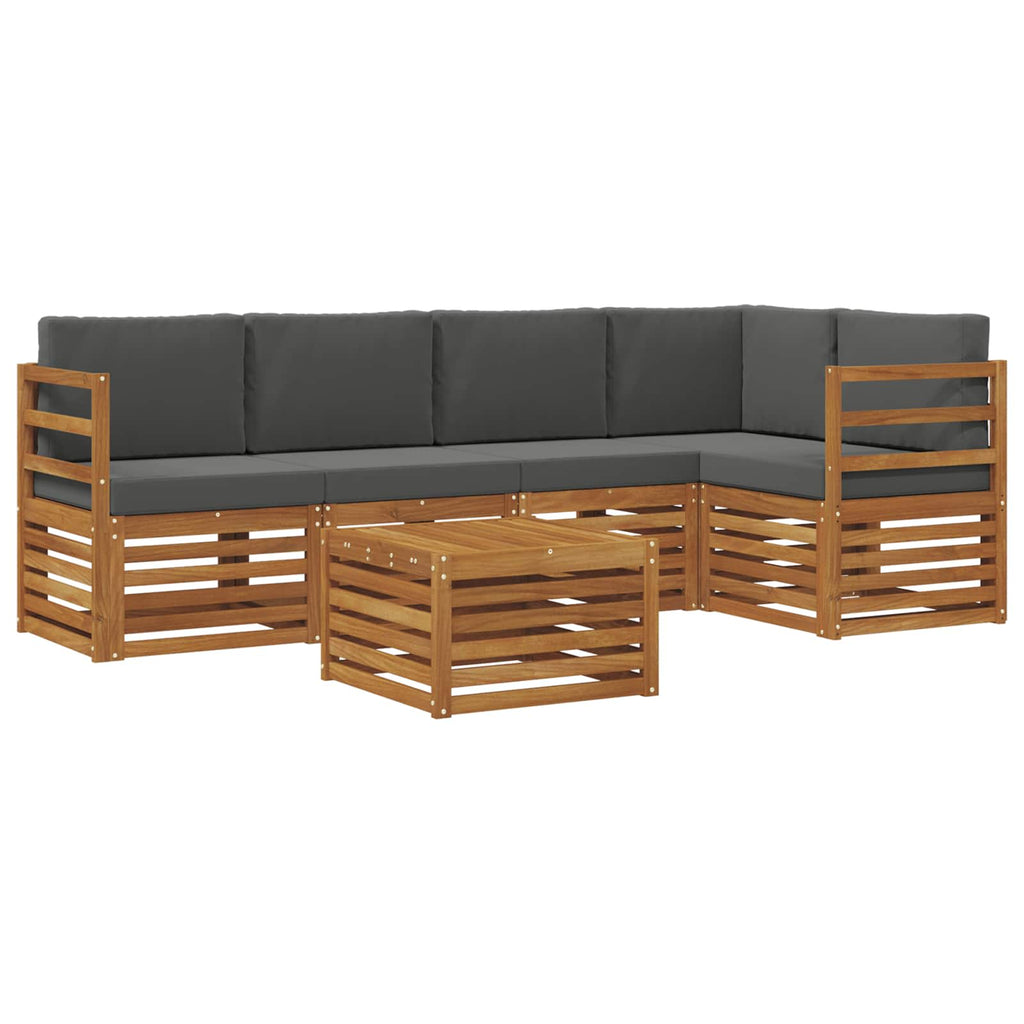Ecksofa Set 6 pcs Natur und Anthrazit Massivholz Akazie