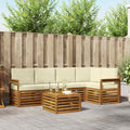 Ecksofa Set mit Kissen 6 pcs Natur und Creme Massivholz Akazie