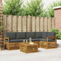 Ecksofa Set 6 pcs Natur und Anthrazit Massivholz Akazie