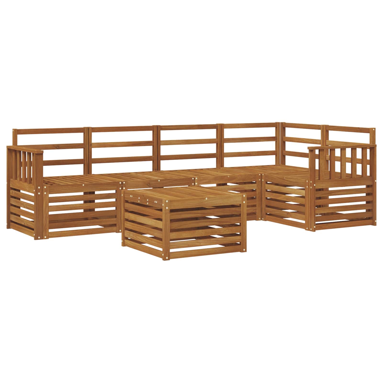 Ecksofa Set 6 pcs Natur Massivholz Akazie