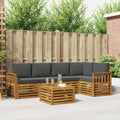Ecksofa Set 6 pcs Natur und Anthrazit Massivholz Akazie