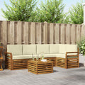 Ecksofa Set mit Kissen 6 pcs Natur und Creme Massivholz Akazie