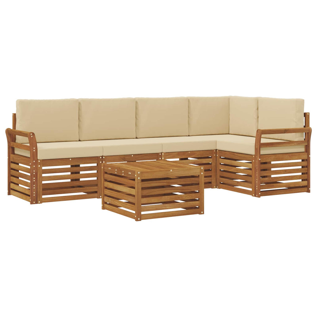 Ecksofa Set mit Kissen 6 pcs Natur und Beige Massivholz Akazie