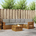 Ecksofa Set 6 pcs Natürlich und Hellgrau Massivholz Akazie