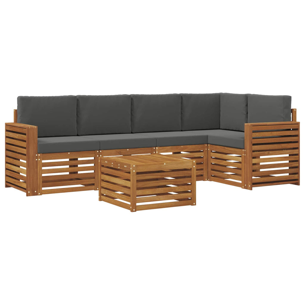 Ecksofa Set 6 pcs Natur und Anthrazit Massivholz Akazie