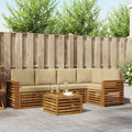 Ecksofa Set mit Kissen 6 pcs Natur und Beige Massivholz Akazie