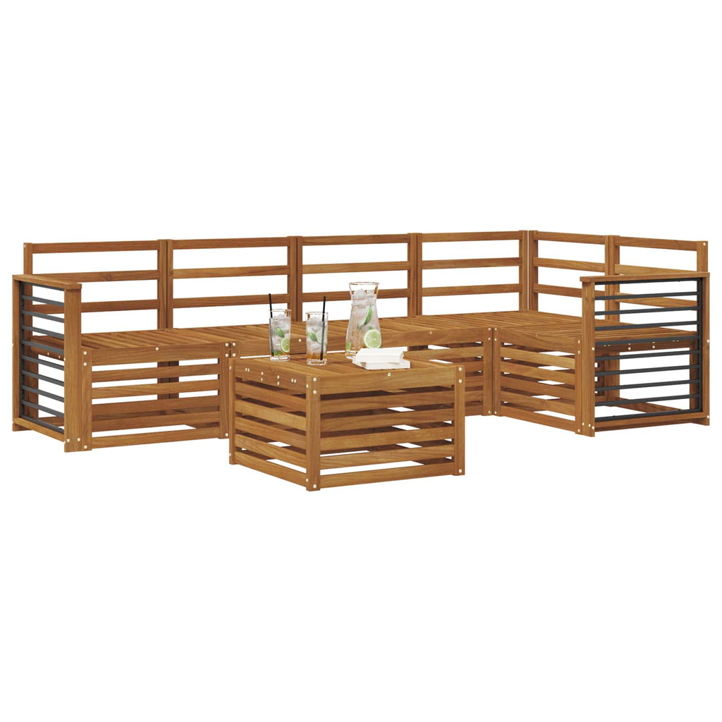Ecksofa Set 6 pcs Natur Massivholz Akazie
