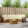 Ecksofa Set mit Kissen 6 pcs Natur und Creme Massivholz Akazie