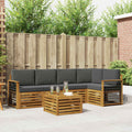 Ecksofa Set 6 pcs Natur und Anthrazit Massivholz Akazie