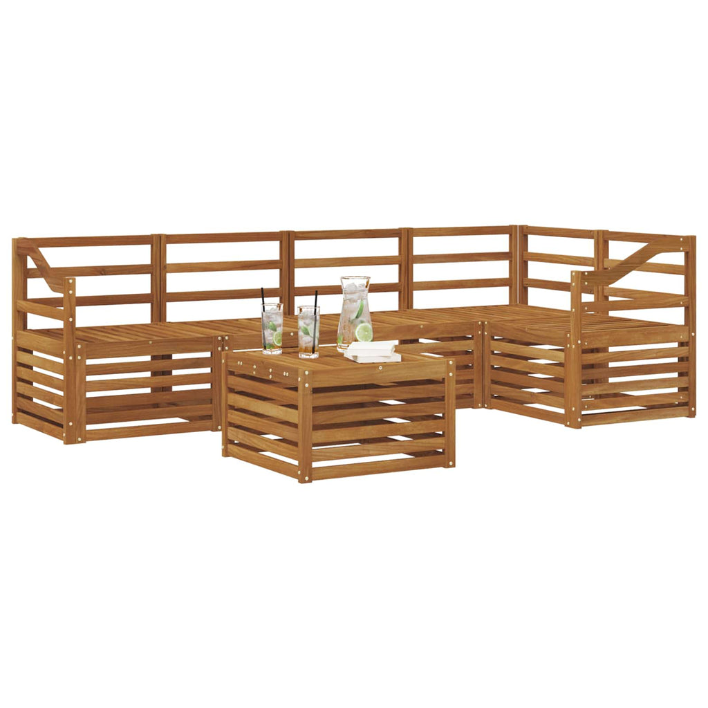 Ecksofa Set 6 pcs Natur Massivholz Akazie