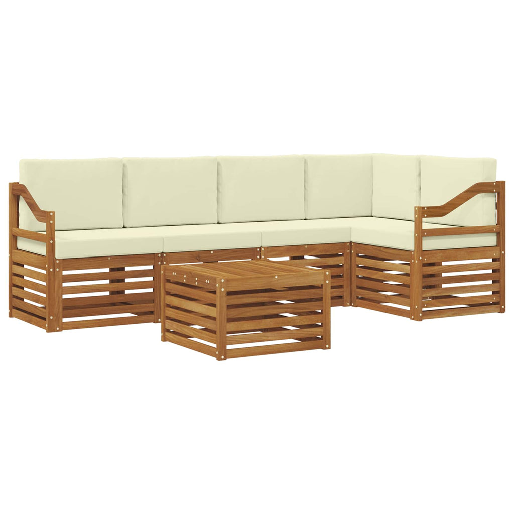 Ecksofa Set mit Kissen 6 pcs Natur und Creme Massivholz Akazie