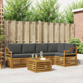 Ecksofa Set 6 pcs Natur und Anthrazit Massivholz Akazie