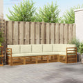 Ecksofa Set mit Kissen 6 pcs Natur und Creme Massivholz Akazie