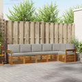 Ecksofa Set 6 pcs Natürlich und Hellgrau Massivholz Akazie
