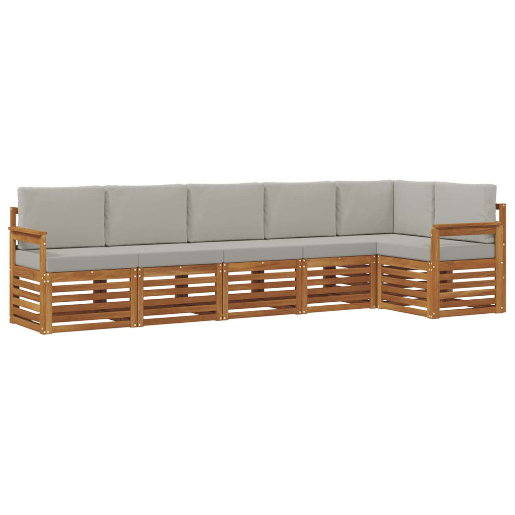 Ecksofa Set 6 pcs Natürlich und Hellgrau Massivholz Akazie