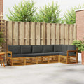 Ecksofa Set 6 pcs Natur und Anthrazit Massivholz Akazie