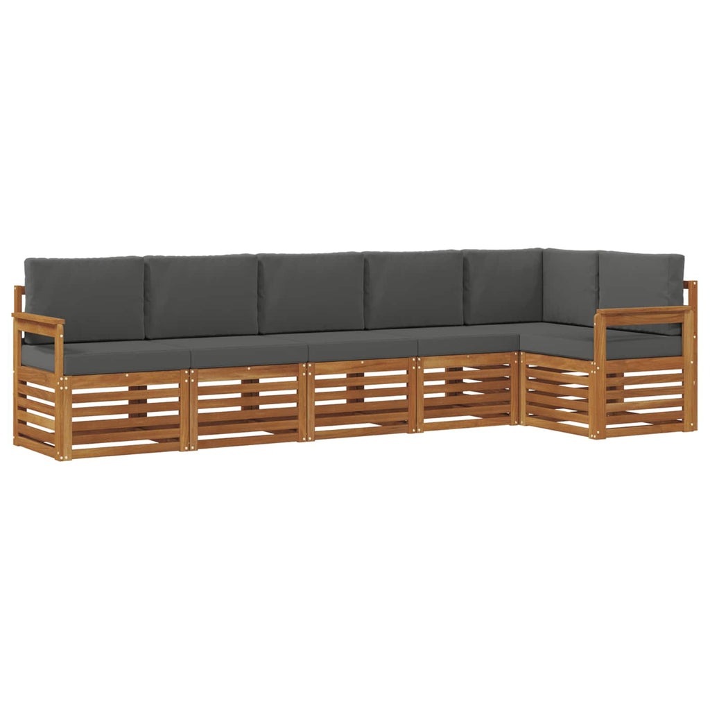 Ecksofa Set 6 pcs Natur und Anthrazit Massivholz Akazie