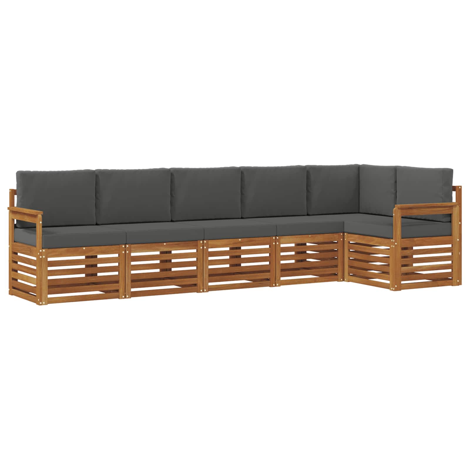 Ecksofa Set 6 pcs Natur und Anthrazit Massivholz Akazie