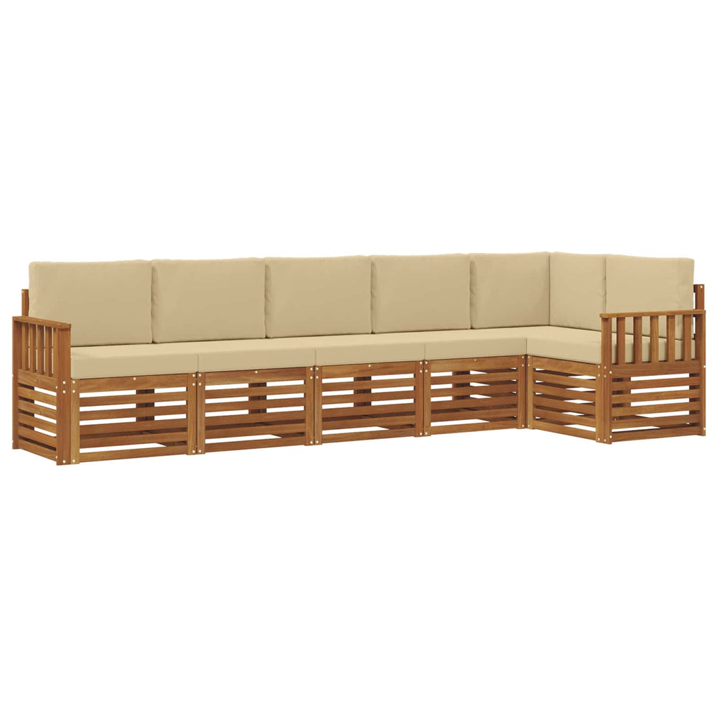 Ecksofa Set mit Kissen 6 pcs Natur und Beige Massivholz Akazie