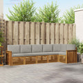 Ecksofa Set 6 pcs Natürlich und Hellgrau Massivholz Akazie