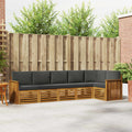 Ecksofa Set 6 pcs Natur und Anthrazit Massivholz Akazie