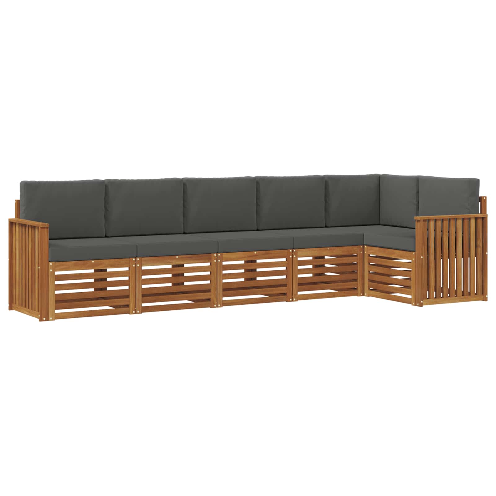 Ecksofa Set 6 pcs Natur und Anthrazit Massivholz Akazie