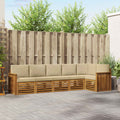 Ecksofa Set mit Kissen 6 pcs Natur und Beige Massivholz Akazie