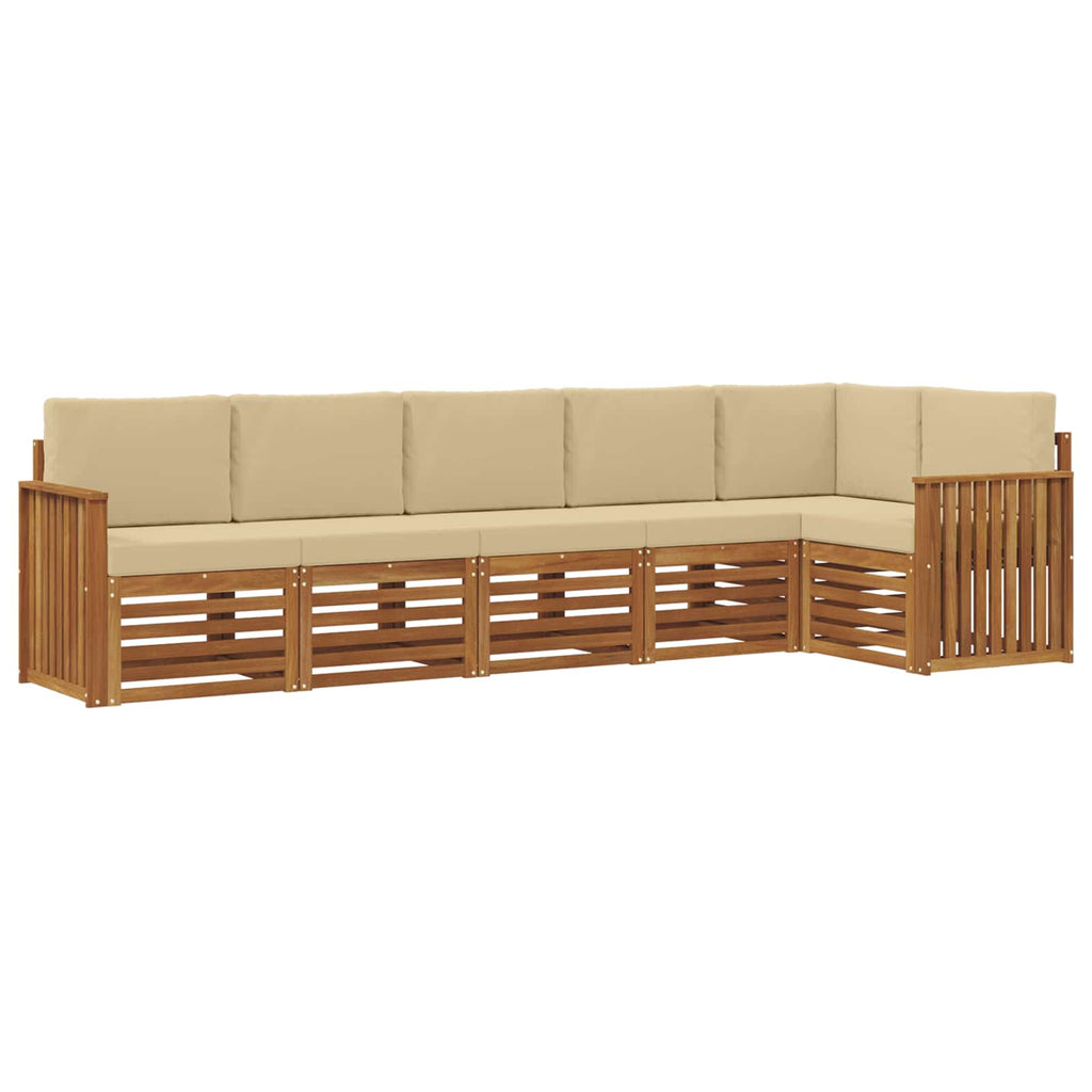 Ecksofa Set mit Kissen 6 pcs Natur und Beige Massivholz Akazie
