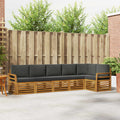 Ecksofa Set 6 pcs Natur und Anthrazit Massivholz Akazie