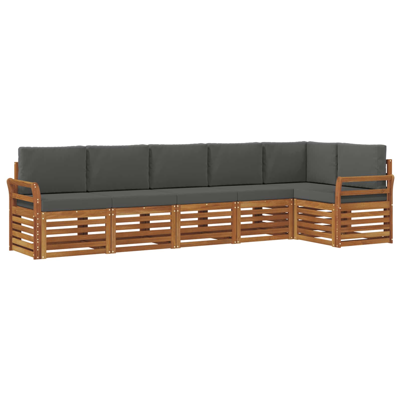 Ecksofa Set 6 pcs Natur und Anthrazit Massivholz Akazie
