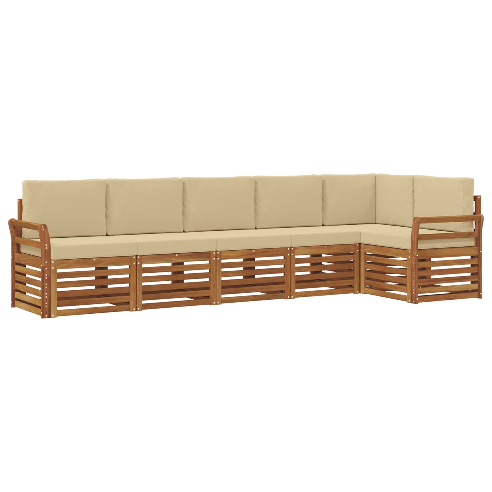 Ecksofa Set mit Kissen 6 pcs Natur und Beige Massivholz Akazie