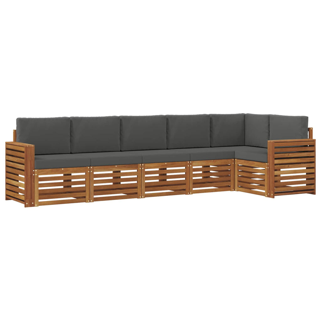 Ecksofa Set 6 pcs Natur und Anthrazit Massivholz Akazie