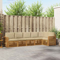 Ecksofa Set mit Kissen 6 pcs Natur und Beige Massivholz Akazie