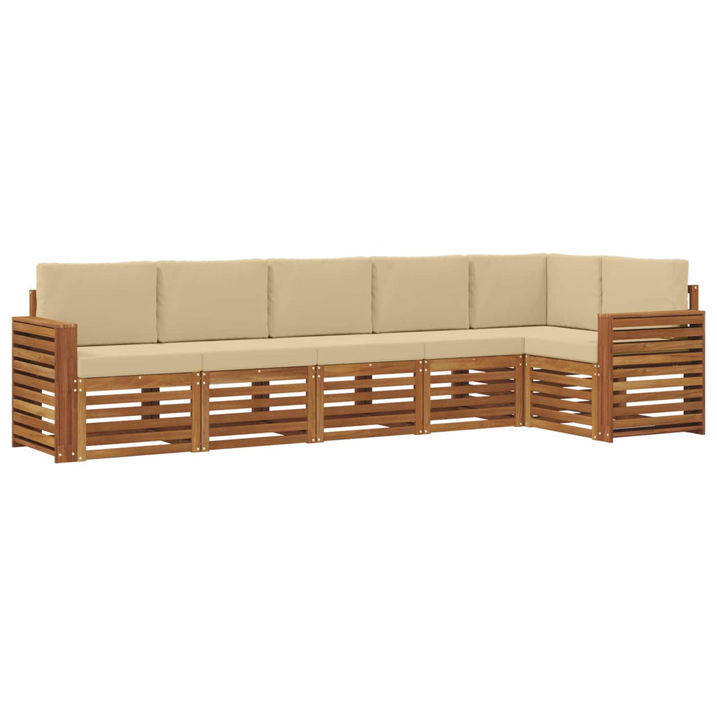 Ecksofa Set mit Kissen 6 pcs Natur und Beige Massivholz Akazie