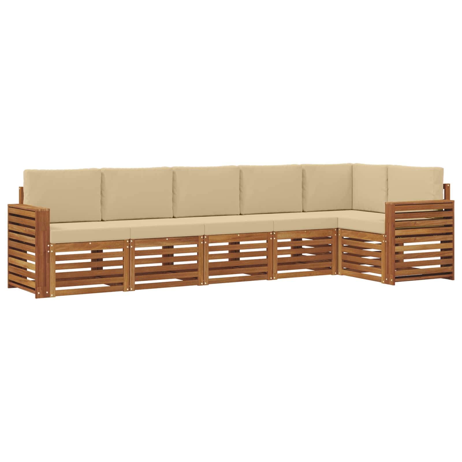 Ecksofa Set mit Kissen 6 pcs Natur und Beige Massivholz Akazie