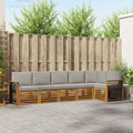 Ecksofa Set 6 pcs Natürlich und Hellgrau Massivholz Akazie