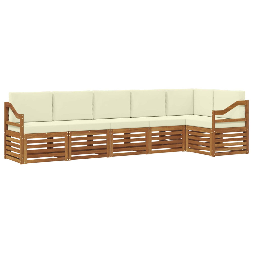 Ecksofa Set mit Kissen 6 pcs Natur und Creme Massivholz Akazie