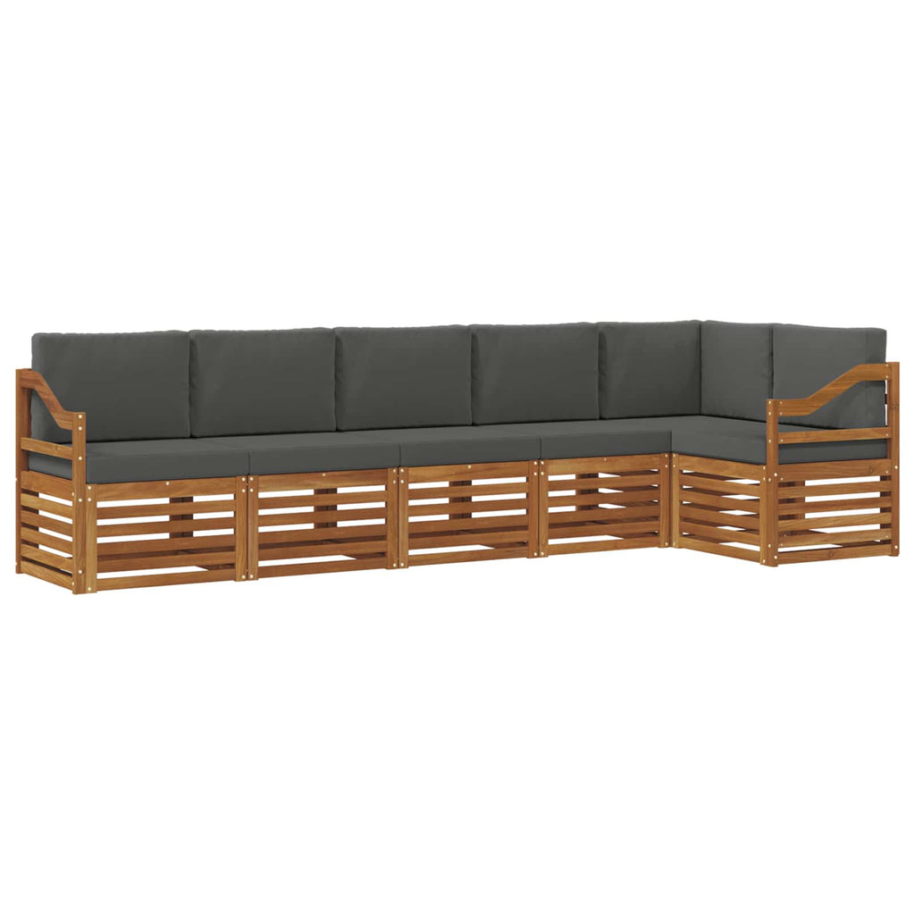Ecksofa Set 6 pcs Natur und Anthrazit Massivholz Akazie