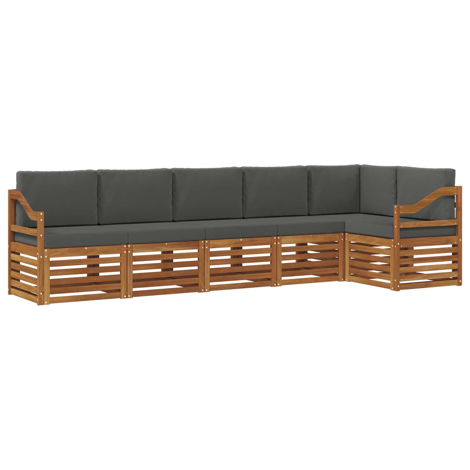 Ecksofa Set 6 pcs Natur und Anthrazit Massivholz Akazie