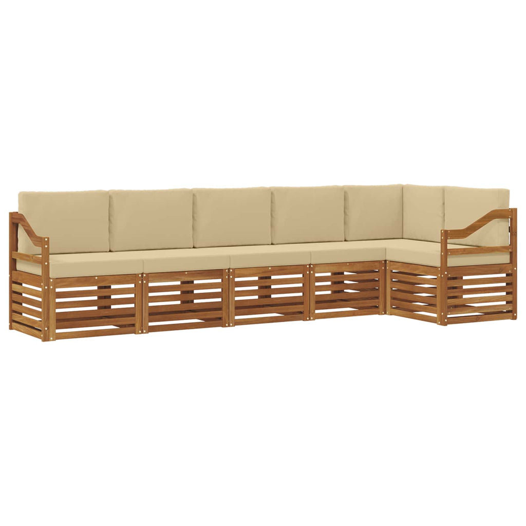 Ecksofa Set mit Kissen 6 pcs Natur und Beige Massivholz Akazie