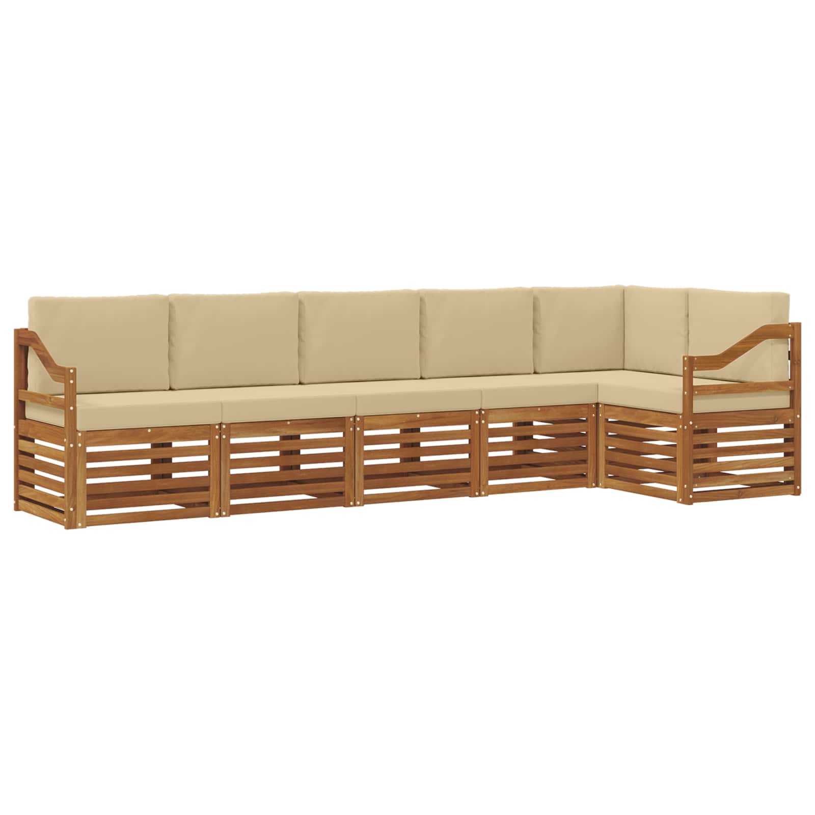 Ecksofa Set mit Kissen 6 pcs Natur und Beige Massivholz Akazie