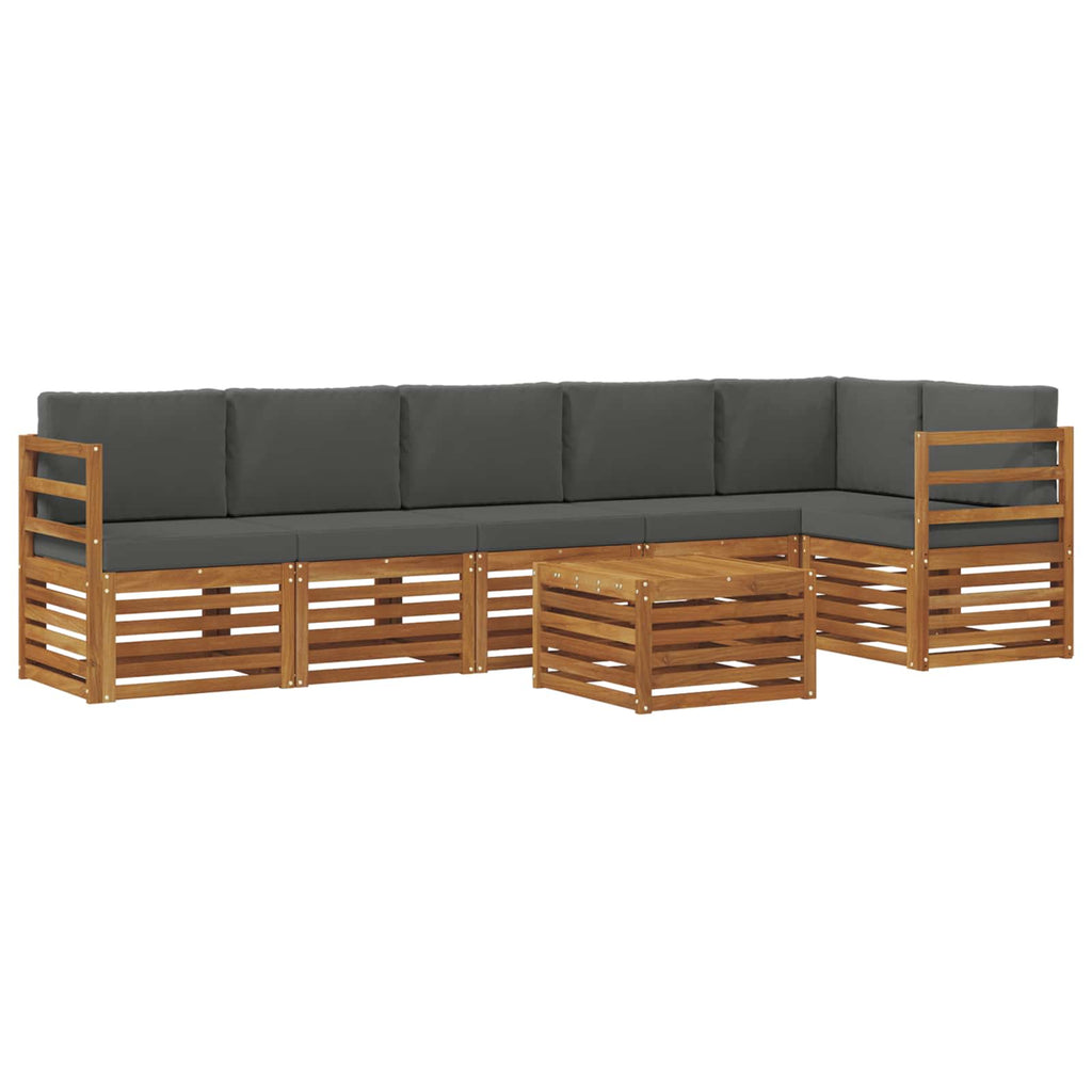 Ecksofa Set 7 pcs Natur und Anthrazit Massivholz Akazie