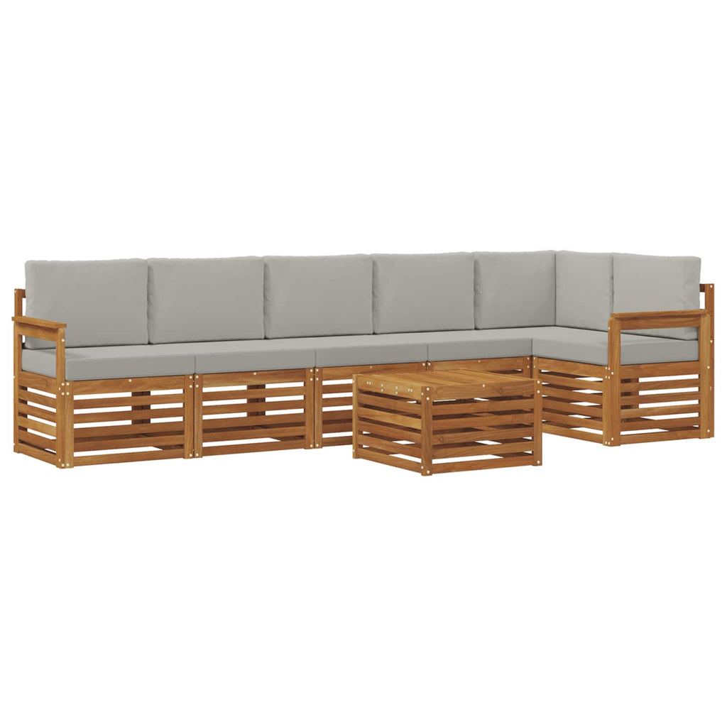 Ecksofa Set 7 pcs Natürlich und Hellgrau Massivholz Akazie