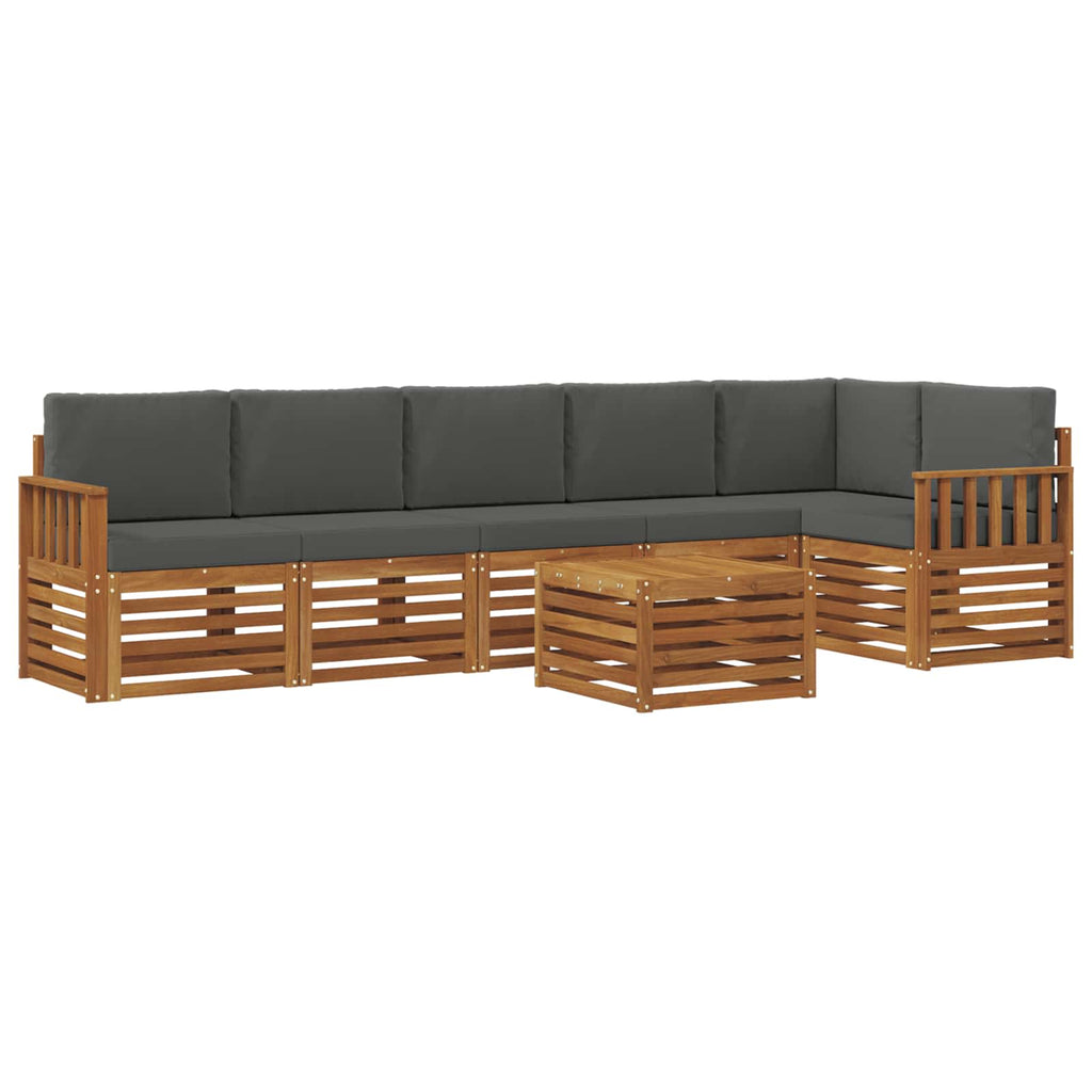 Ecksofa Set 7 pcs Natur und Anthrazit Massivholz Akazie
