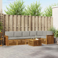Ecksofa Set 7 pcs Natürlich und Hellgrau Massivholz Akazie