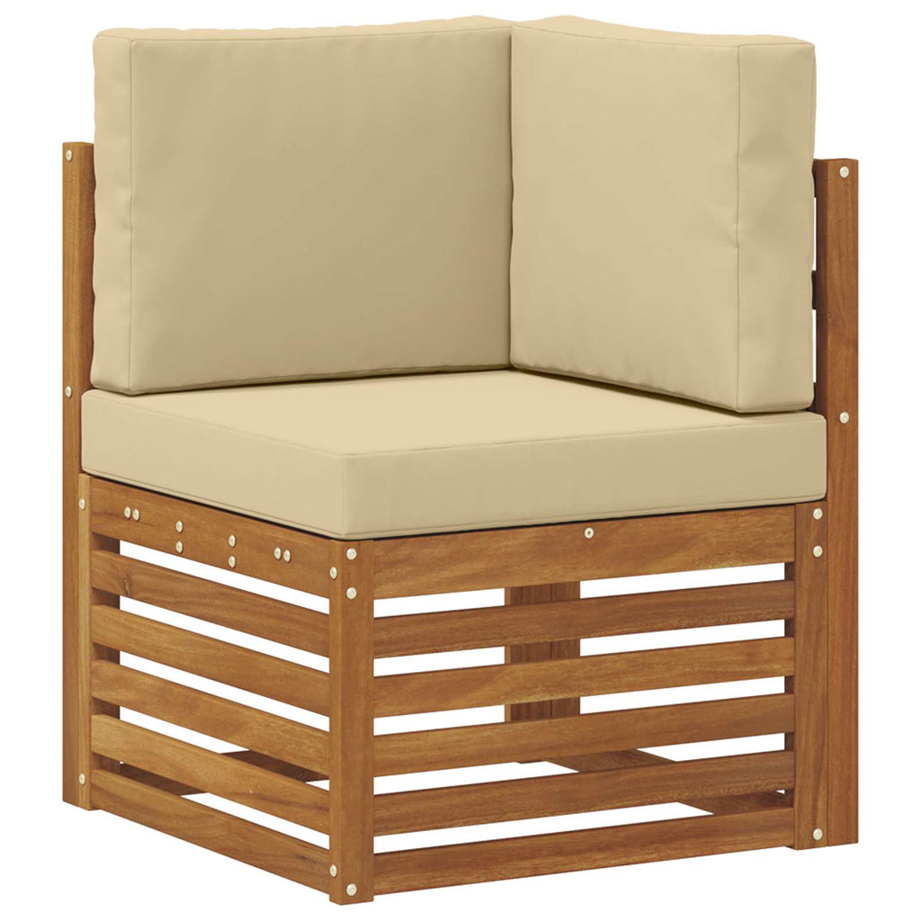 Ecksofa Set mit Kissen 7 pcs Natur und Beige Massivholz Akazie